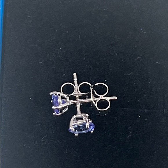 NIB - JTV Blue Tanzanite Stud Earrings, Rhodium Over Sterling Silver | 0.94ctw - Picture 6 of 12